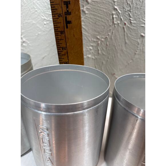 MCM Set of 5 Spun Aluminum Kitchen Canisters Copper Color Lids Made in Italy - Picture 8 of 9